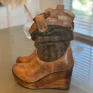 BED STU Brown SWEATER KNIT DISTRESSED LEATHER BOOT